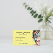 Stijlvolle Blauwe en Gele Partij Gezicht Schilder Visitekaartje (Staand voorkant)