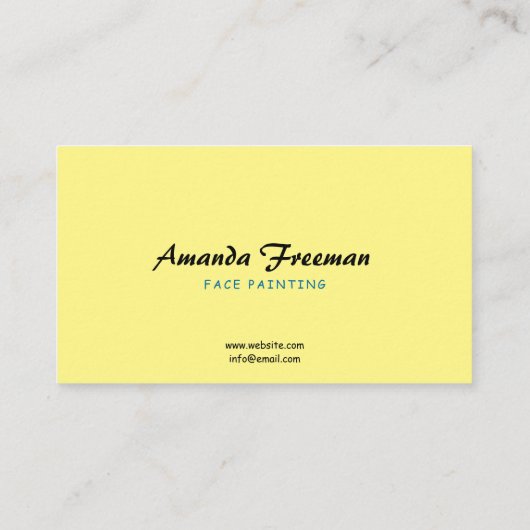 Stijlvolle Blauwe en Gele Partij Gezicht Schilder Visitekaartje (Achterkant)