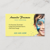 Stijlvolle Blauwe en Gele Partij Gezicht Schilder Visitekaartje (Voorkant)