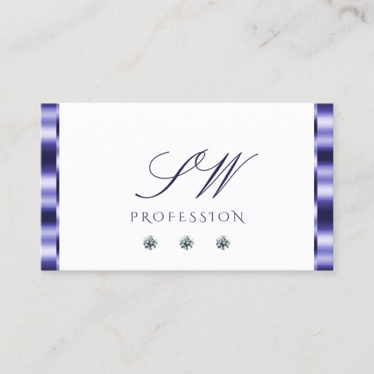 Stijlvolle blauwe en witte Initialen van juwelen Visitekaartje (Voorkant)