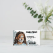 Stijlvolle Blauwe en Witte Kunstenaar Gezicht Schi Visitekaartje (Staand voorkant)