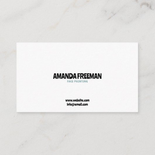 Stijlvolle Blauwe en Witte Kunstenaar Gezicht Schi Visitekaartje (Achterkant)