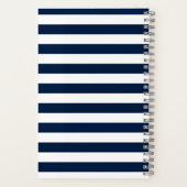 Stijlvolle blauwe en witte streep notitieboek (Achterkant)