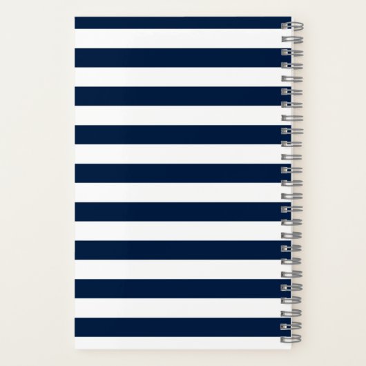 Stijlvolle blauwe en witte streep notitieboek (Achterkant)