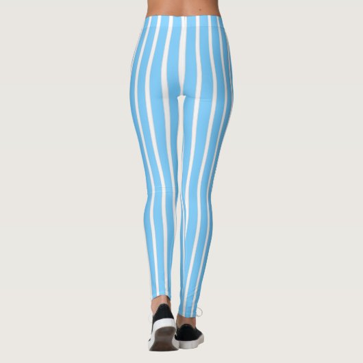 Stijlvolle Blauwe en Witte Stripes Leggings (Achterkant)