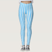 Stijlvolle Blauwe en Witte Stripes Leggings (Voorkant)