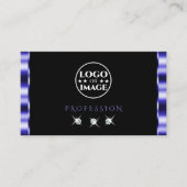 Stijlvolle blauwe en zwarte mousserende diamanten  visitekaartje (Voorkant)