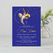 Stijlvolle Blauwe Engel doopsel doopsel Folie Uitnodiging (Staand Voorkant)