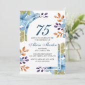 Stijlvolle blauwe flora groen elke leeftijd verjaa kaart (Staand voorkant)