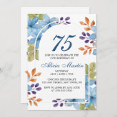 Stijlvolle blauwe flora groen elke leeftijd verjaa kaart (Voorkant / Achterkant)