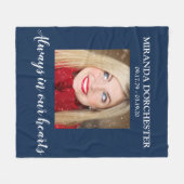 Stijlvolle blauwe fototribute-herdenking fleece deken (Voorkant (Horizontaal))