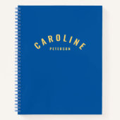 Stijlvolle Blauwe & Gele Semi Cirkel Naam Monogram Notitieboek (Voorkant)