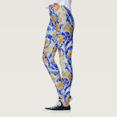 Stijlvolle blauwe gele zonnebloem Arabesk Waterver Leggings (Links)