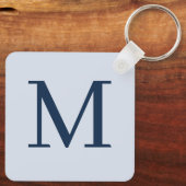 Stijlvolle blauwe gepersonaliseerde monografie sleutelhanger (Achterkant)