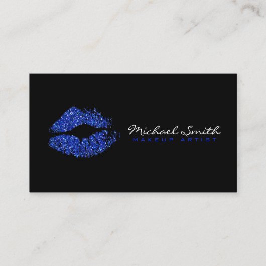 Stijlvolle blauwe glazen lippen voor artistieke do visitekaartje (Voorkant)