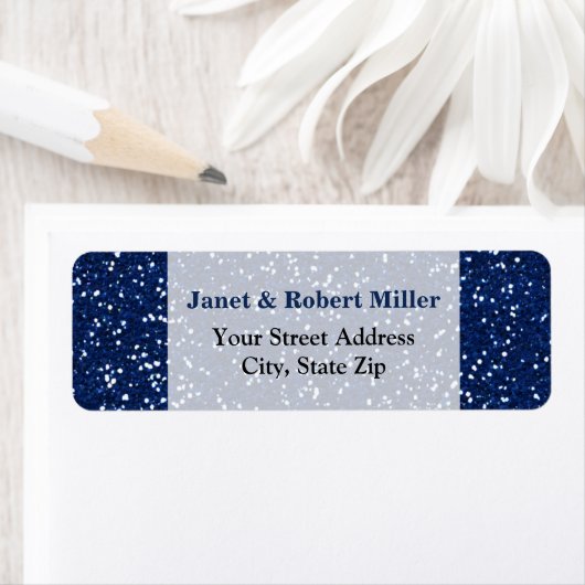 Stijlvolle blauwe glitter etiket (Insitu)