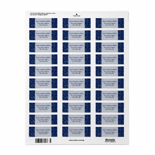 Stijlvolle blauwe glitter etiket (Full Sheet)