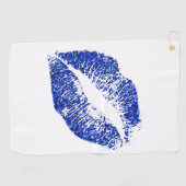 Stijlvolle blauwe glitter Lips #2 Golfhanddoek (Horizontaal)
