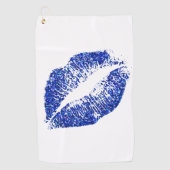 Stijlvolle blauwe glitter Lips #2 Golfhanddoek (Voorkant)