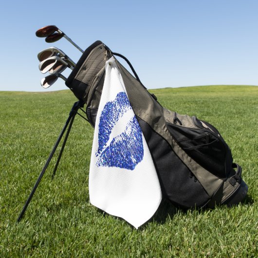 Stijlvolle blauwe glitter Lips #2 Golfhanddoek (Groen)