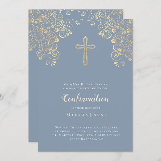 Stijlvolle, blauwe goudbijbelbevestiging kaart (Voorkant / Achterkant)