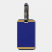 Stijlvolle Blauwe Gouden Lettering Strepen Custom  Bagagelabel (Achterkant verticaal)