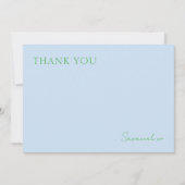 Stijlvolle blauwe groene monogram plat bedankkaart (Voorkant)