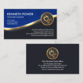 Stijlvolle blauwe grunge zilveren gouden golf elek visitekaartje (Voorkant / Achterkant)