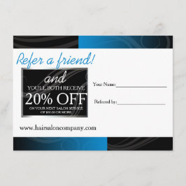 stijlvolle blauwe haarsalon verwijzingskaart