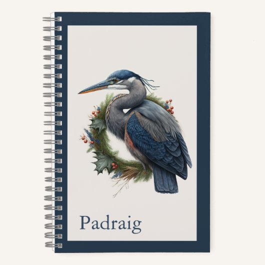  stijlvolle blauwe haron met rand notitieboek (Voorkant)