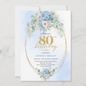 Stijlvolle Blauwe Hortensia Gouden Accent 80ste Ve Kaart (Voorkant)