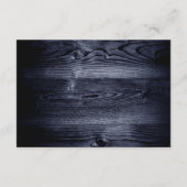 Stijlvolle Blauwe Houten Kant Bruiloft Details Informatiekaartje (Achterkant)