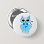 Stijlvolle blauwe kattepootkat ronde button 5,7 cm (Voorkant /achterkant)