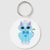 Stijlvolle blauwe kattepootkat sleutelhanger (Voorkant)