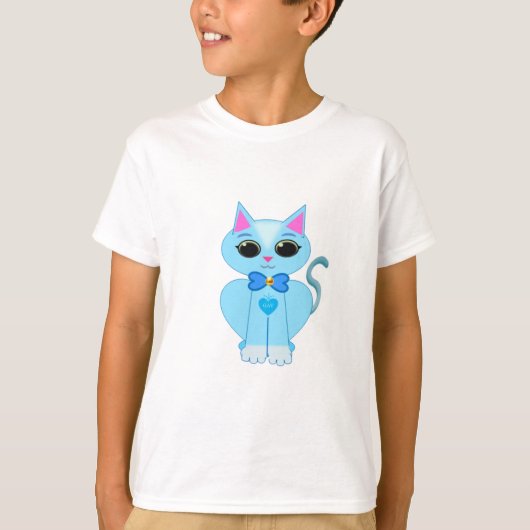 Stijlvolle blauwe kattepootkat t-shirt (Voorkant)