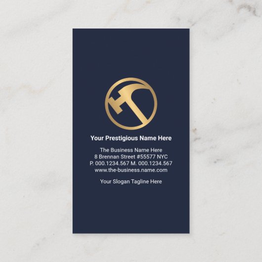 Stijlvolle Blauwe Lagen Gouden Tab Algemene Aannem Visitekaartje (Achterkant)