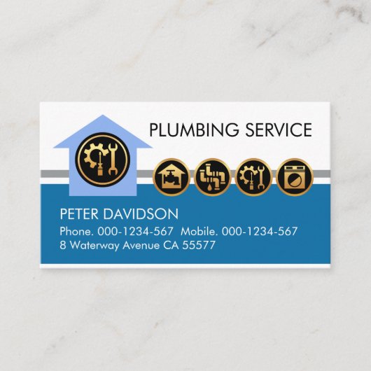 Stijlvolle blauwe leidingleiding visitekaartje (Voorkant)