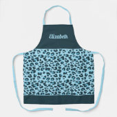 Stijlvolle blauwe luipaard prendy giro met naam schort (Voorkant)