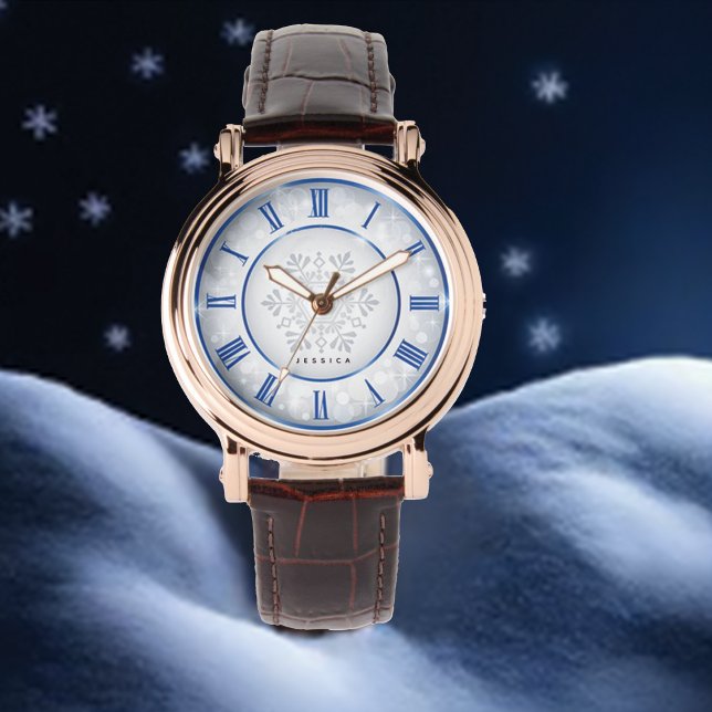 Stijlvolle blauwe Mandela Girly Monogram Naam Horloge (Creator heeft geüpload)