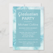 Stijlvolle Blauwe Marmeren Feestuitnodiging Kaart (Voorkant)