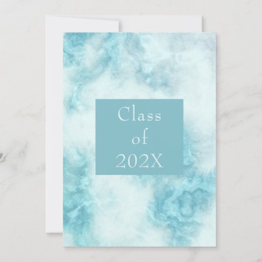 Stijlvolle Blauwe Marmeren Feestuitnodiging Kaart (Achterkant)