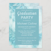 Stijlvolle Blauwe Marmeren Feestuitnodiging Kaart (Voorkant / Achterkant)