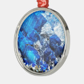 Stijlvolle blauwe marmeren steen metalen ornament (Links)