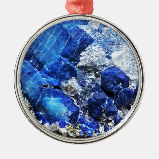 Stijlvolle blauwe marmeren steen metalen ornament (Voorkant)