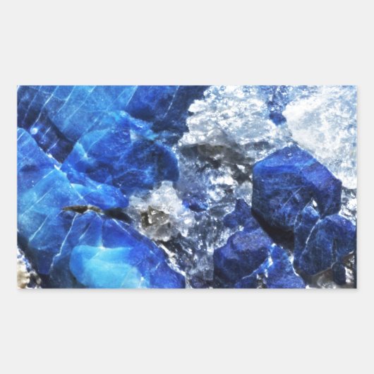 Stijlvolle blauwe marmeren steen rechthoekige sticker (Voorkant)