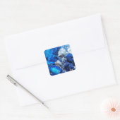Stijlvolle blauwe marmeren steen vierkante sticker (Envelop)