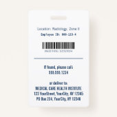 Stijlvolle Blauwe Medische Caduceus Groene Foto-ID Badge (Achterkant)