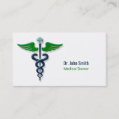 Stijlvolle blauwe medische Caduceus groene vleugel Visitekaartje (Voorkant)