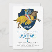 Stijlvolle blauwe middeleeuwse gepantserde ridder  kaart (Voorkant)