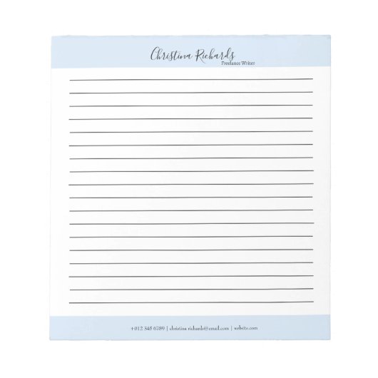 Stijlvolle blauwe minimalistische voering notitieblok (Voorkant)